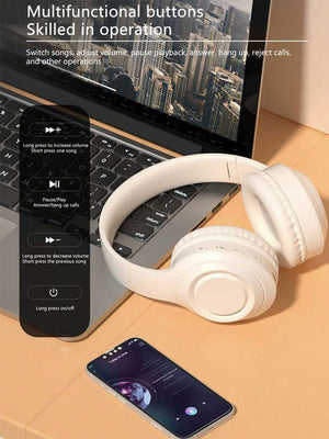 Black Wireless Headphones | 400mAh | 16H Playtime | SD Card & Aux Support