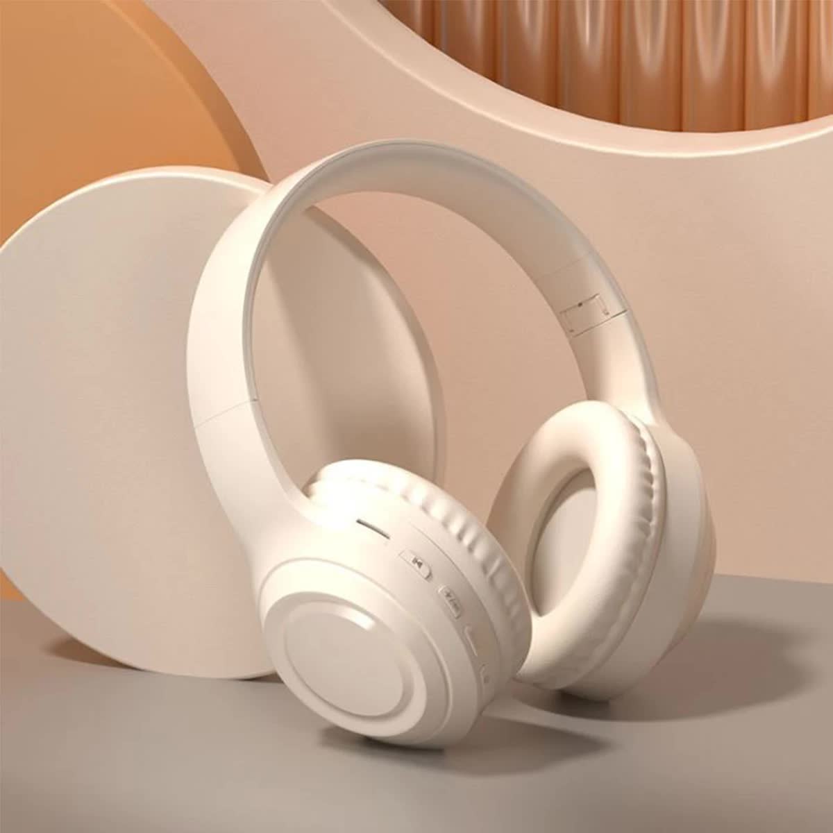 Off White Wireless Headphones | 400mAh | 16H Playtime | SD Card & Aux Support