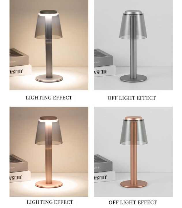 Gold Stylish Transparent Desk Lamp with Touch Control | LED | Type-C Charging | Simple & Modern Design