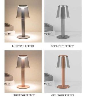 Gold Stylish Transparent Desk Lamp with Touch Control | LED | Type-C Charging | Simple & Modern Design