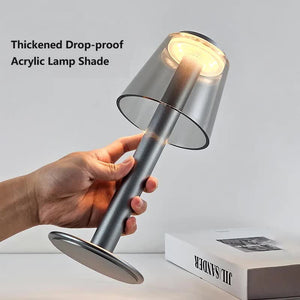 Silver Stylish Transparent Desk Lamp | Touch Control | LED | Type-C Charging | Modern Design