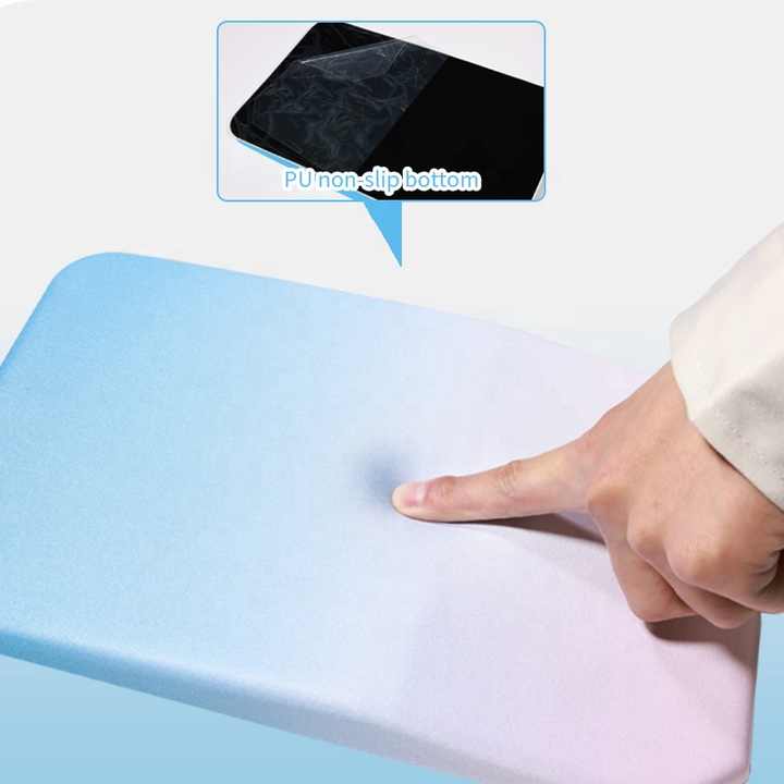 Gradual Blue Ergonomic PU Anti-Slip Mouse Pad with Wrist Support | Rectangular Gradient Desk Mat | Comfortable for Gaming & Office