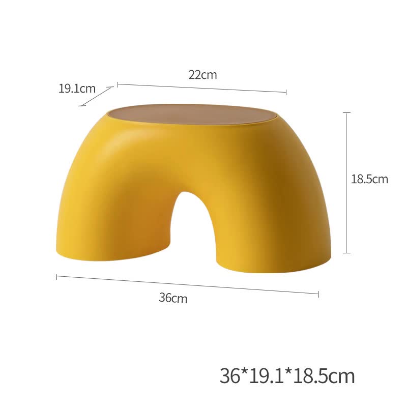 Yellow Minimalist Round Footstool | Durable Anti-Slip Design | Rainbow Stool | PP+Polypropylene | Comfortable Shoe Bench
