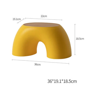 Yellow Minimalist Round Footstool | Durable Anti-Slip Design | Rainbow Stool | PP+Polypropylene | Comfortable Shoe Bench