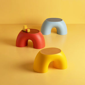 Yellow Minimalist Round Footstool | Durable Anti-Slip Design | Rainbow Stool | PP+Polypropylene | Comfortable Shoe Bench
