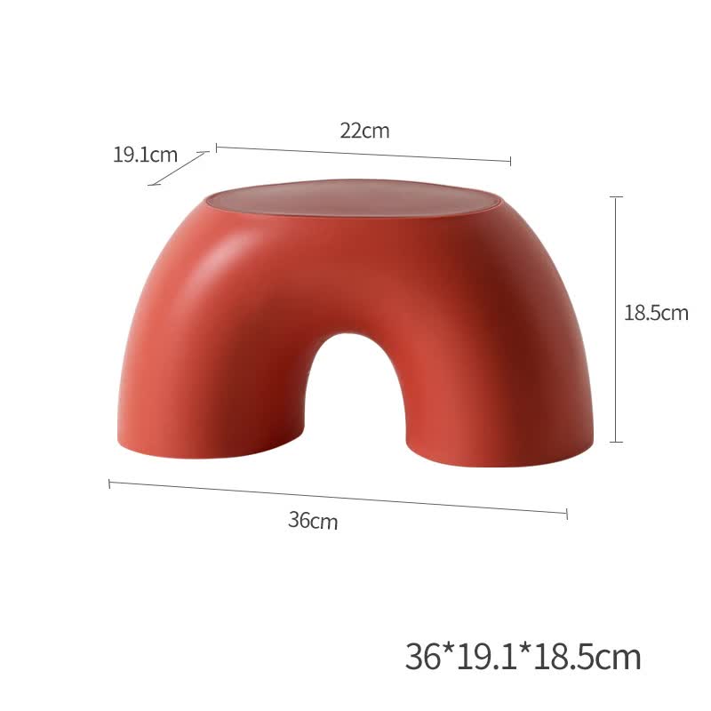 Red Minimalist Round Footstool | Durable Anti-Slip Rainbow Stool | PP+Polypropylene | Comfortable Bench