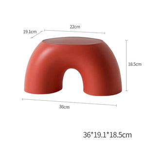 Red Minimalist Round Footstool | Durable Anti-Slip Rainbow Stool | PP+Polypropylene | Comfortable Bench