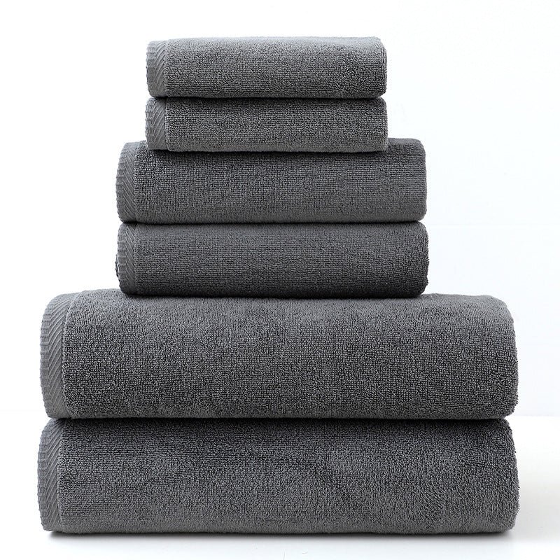 Cotton Towel Set | 6-Piece | Soft & Absorbent | Bath Towels for Adults | Grey