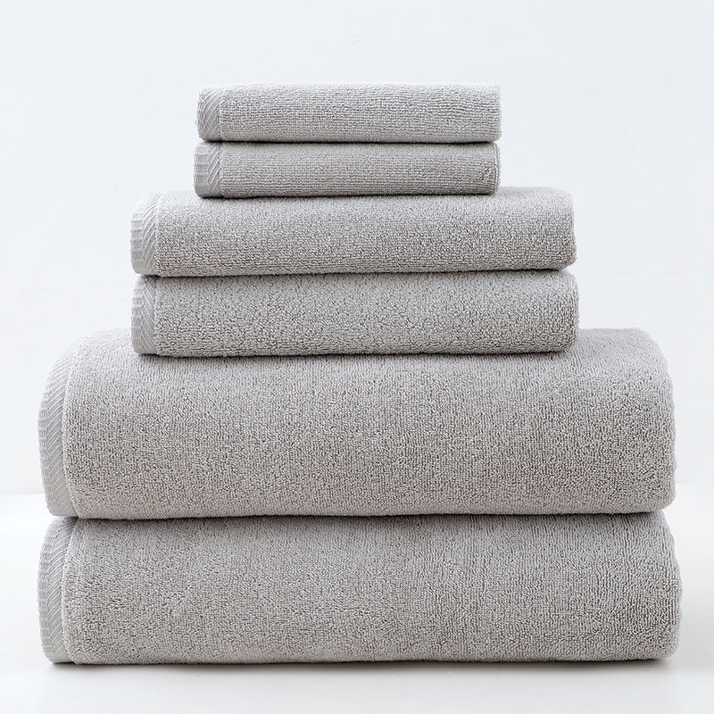 Cotton Towel Set | 6-Piece | Soft & Absorbent | Bath Towels for Adults | Light Grey
