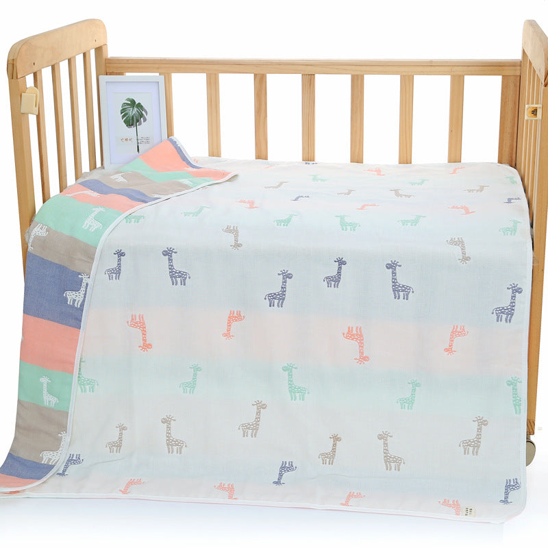 Giraffe 6-Layer Muslin Baby Blanket | Soft Cotton Bedding | 110x110cm | Infants & Toddlers