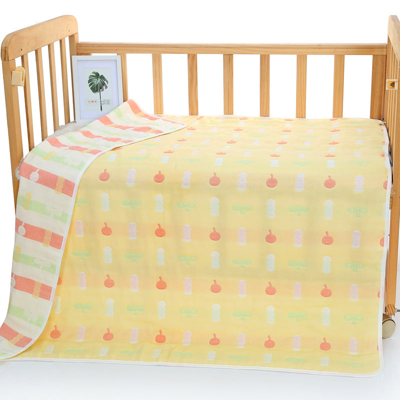 Yellow Bean Sprouts 6-Layer Muslin Baby Blanket | Soft Cotton Bedding | 110x110cm | Infants & Toddlers