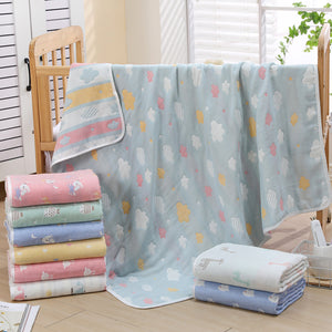 Yellow Bean Sprouts 6-Layer Muslin Baby Blanket | Soft Cotton Bedding | 110x110cm | Infants & Toddlers