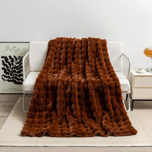 Dark Brown 100x160cm Plush Toscana Rabbit Hair Throw Blanket | Soft Flannel Fleece | All Seasons | Couch & Bed