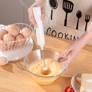 White Electric Milk Frother Handheld | USB Rechargeable Milk Foamer with 2 Whisks | Perfect for Coffee, Lattes & Cappuccinos