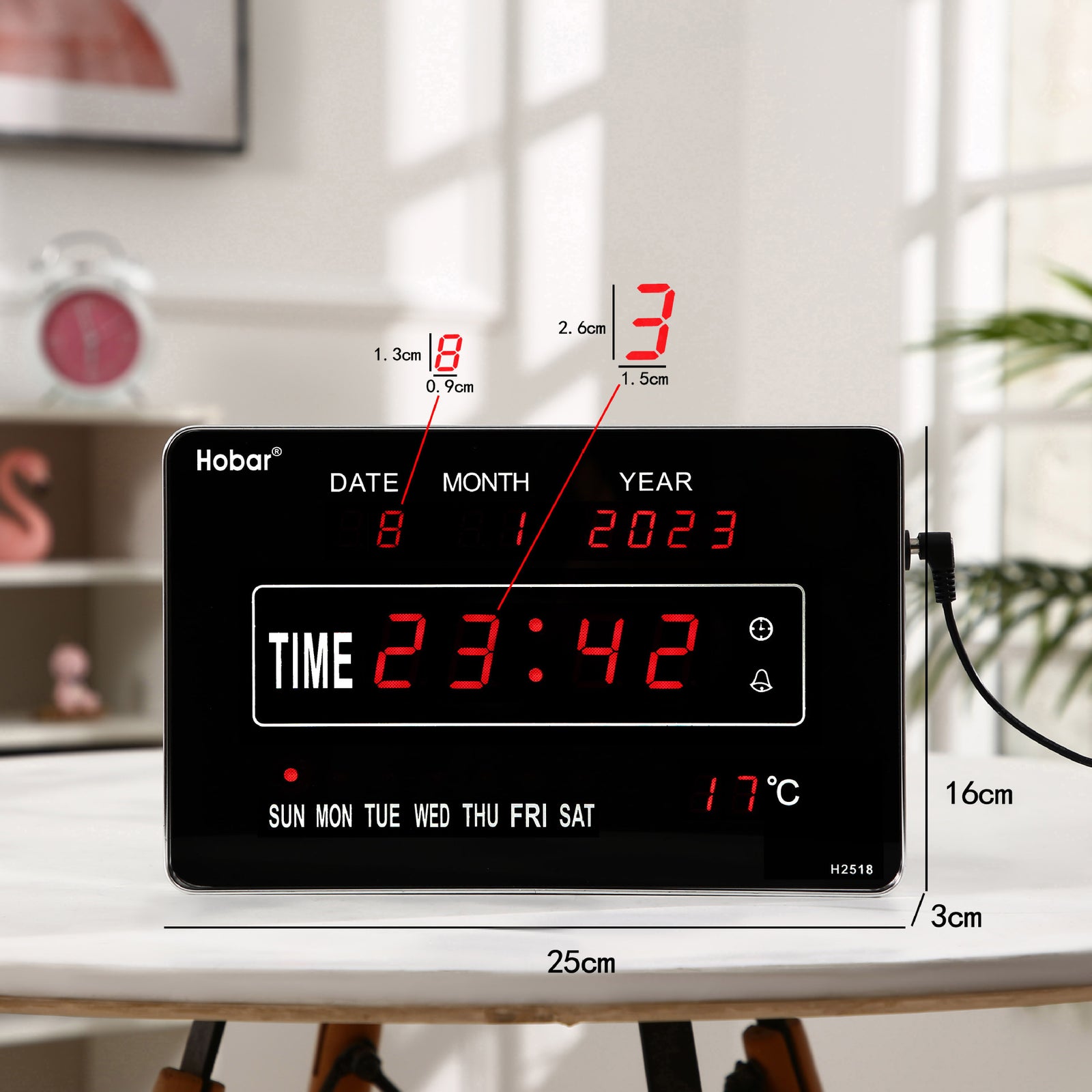 LED Digital Wall Clock | 10-Inch | Perpetual Calendar | Temperature Display | Elegant Design