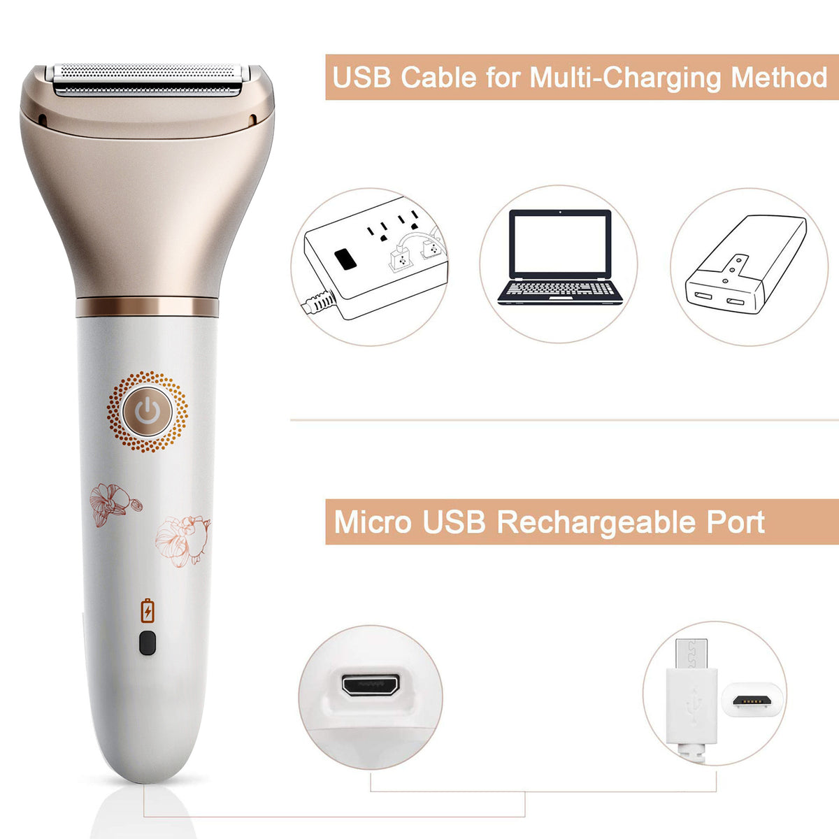 2-in-1 Women's Hair Removal Device | Electric Shaver & Facial Epilator | USB Rechargeable | Waterproof
