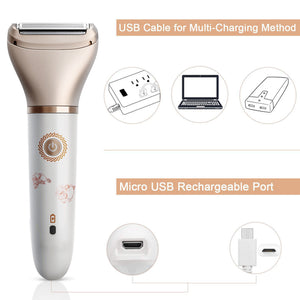 2-in-1 Women's Hair Removal Device | Electric Shaver & Facial Epilator | USB Rechargeable | Waterproof