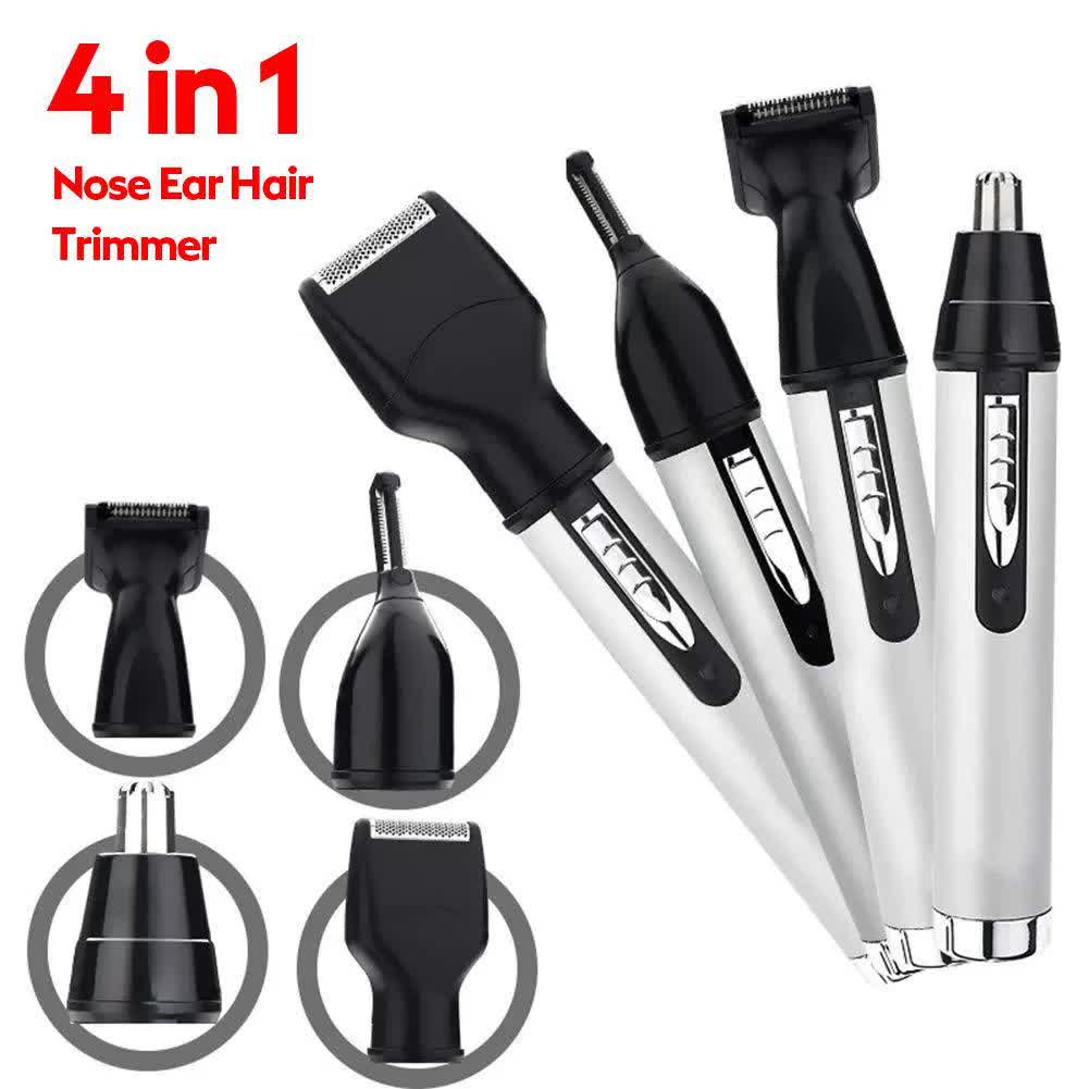 4-in-1 Electric Nose & Ear Hair Trimmer Set | USB Rechargeable Grooming Kit