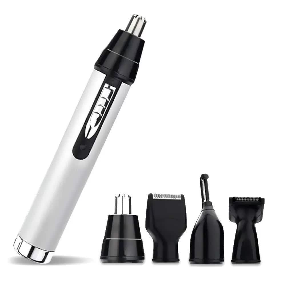 4-in-1 Electric Nose & Ear Hair Trimmer Set | USB Rechargeable Grooming Kit