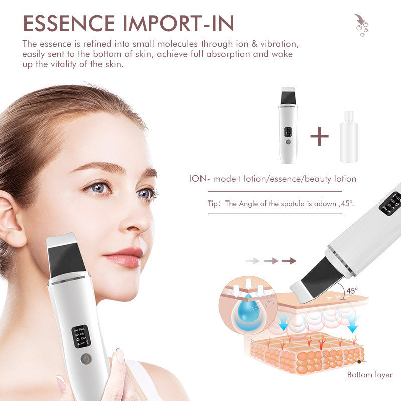 White Ultrasonic Skin Scrubber | Deep Pore Cleansing Facial Exfoliator | USB Type-C Charging