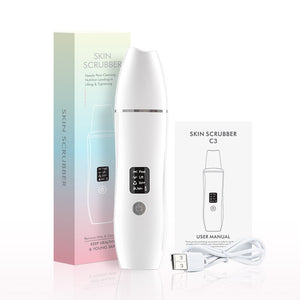 White Ultrasonic Skin Scrubber | Deep Pore Cleansing Facial Exfoliator | USB Type-C Charging