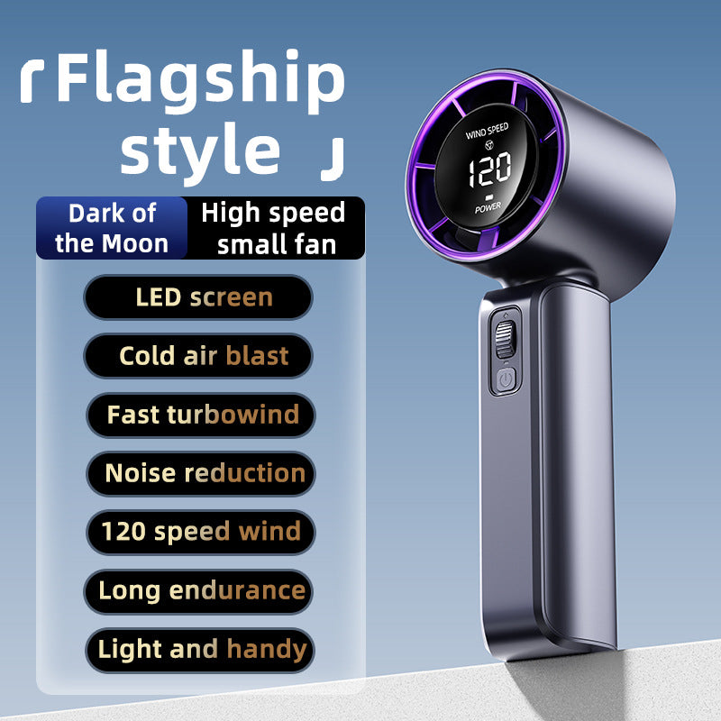 Handheld Fan | Purple | 120-Speed Display | USB Rechargeable | Outdoor Cooling