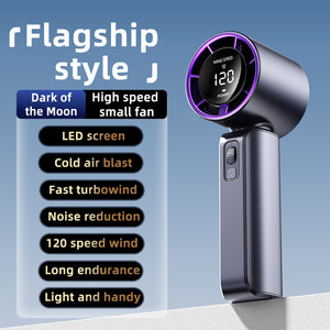 Handheld Fan | Purple | 120-Speed Display | USB Rechargeable | Outdoor Cooling