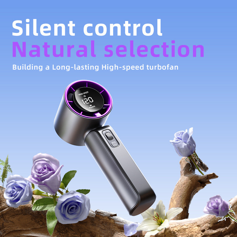 Handheld Fan | Purple | 120-Speed Display | USB Rechargeable | Outdoor Cooling