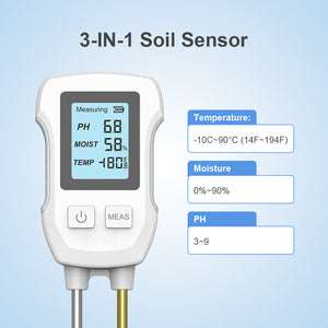 3-in-1 Soil Tester | pH, Moisture, Temperature | Gardening Tool | Battery Not Included