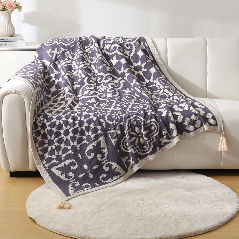 Bohemian Sofa Throw Blanket | Grey Faux Cashmere | 130x170cm | 850g | Office Nap & AC Cover