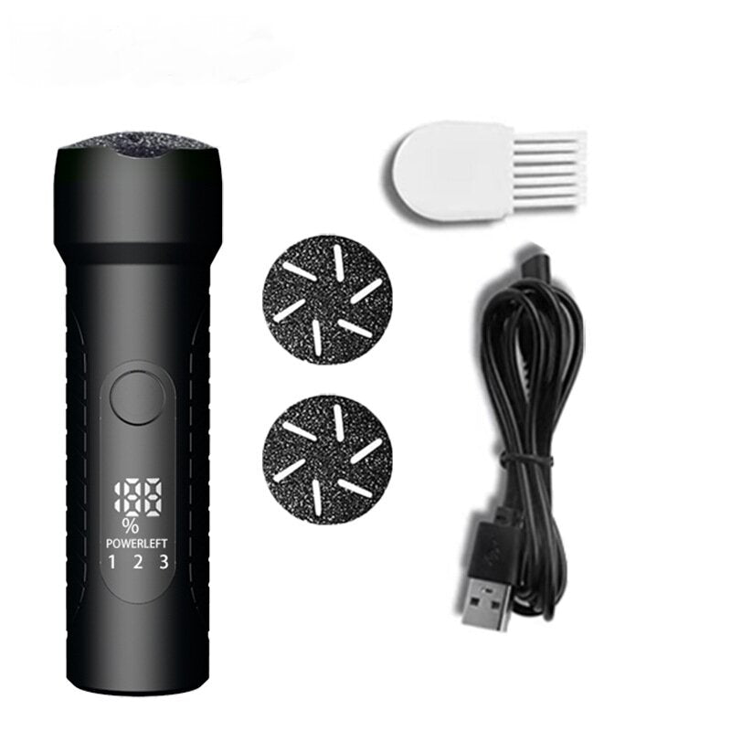 Electric Foot File | Waterproof | LED Display | Rechargeable | Black