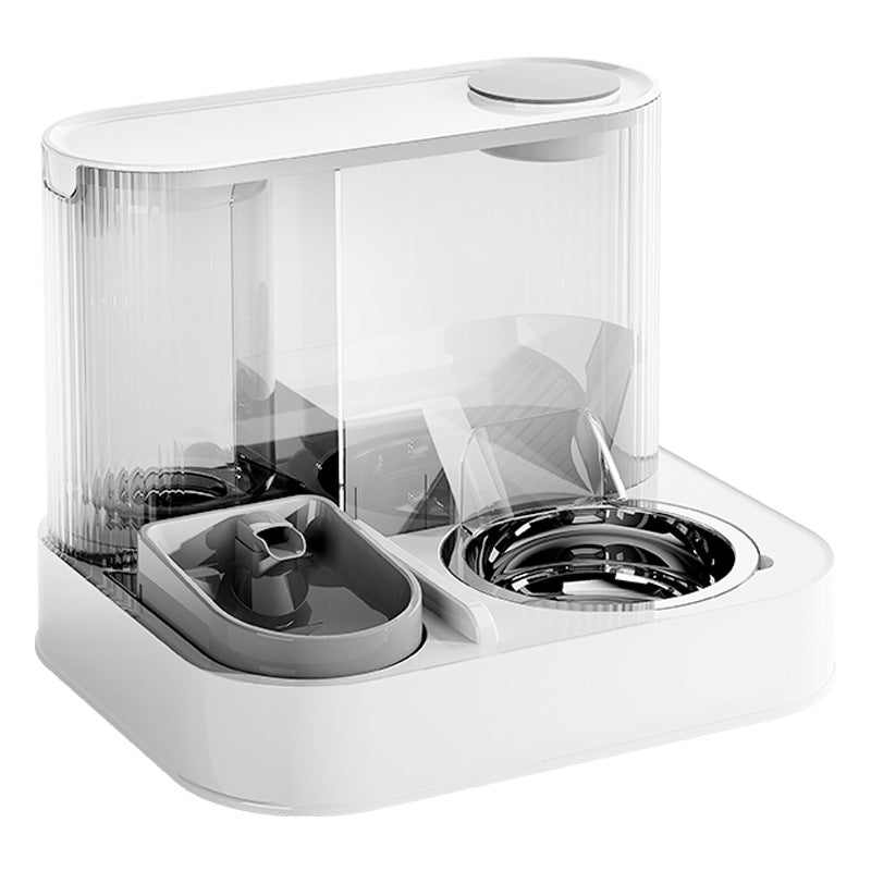 2-in-1 Automatic Pet Feeder & Water Bowl | Stainless Steel Bowl | Grey