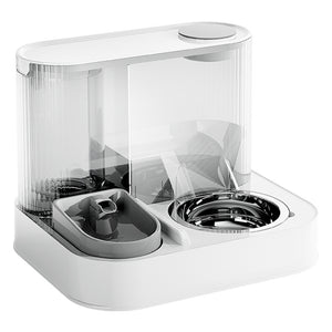 2-in-1 Automatic Pet Feeder & Water Bowl | Stainless Steel Bowl | Grey