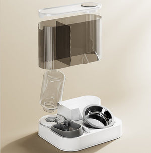 2-in-1 Automatic Pet Feeder & Water Bowl | Stainless Steel Bowl | Grey