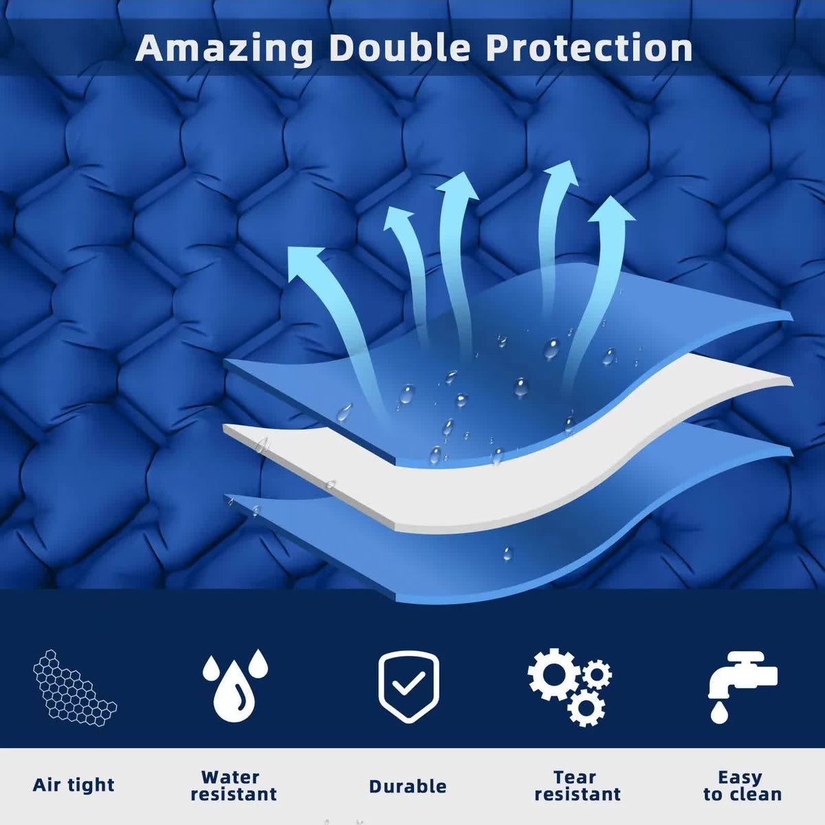 Outdoor Inflatable Mat | Portable | Foot Pump Sleeping Pad | Camping | Blue