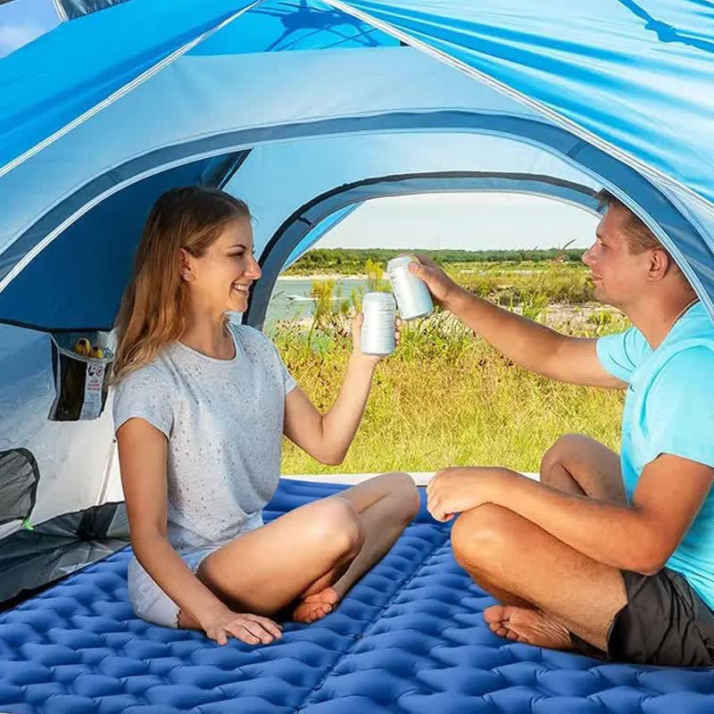 Outdoor Inflatable Mat | Portable | Foot Pump Sleeping Pad | Camping | Peacock Blue