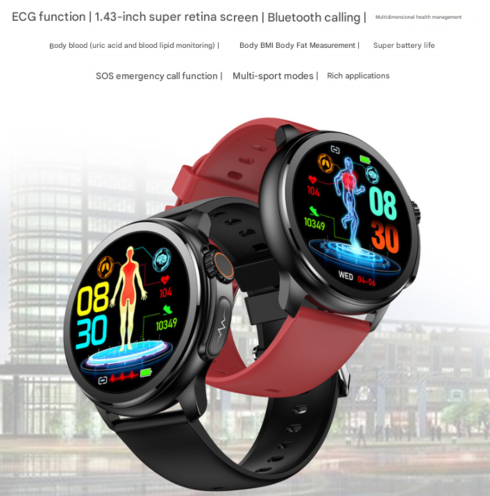Blue Round Smartwatch | 1.3" Touch Screen | Heart Rate & Fitness Tracking | Sleek Design