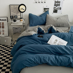 Blue-Grey Bedding Set | 4-Piece | 1.5m Bed | Duvet Cover 200x230cm | Cool and Stylish