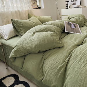 Green Bedding Set | Solid Color | 4-Piece | 1.5m Bed | Duvet Cover 200x230cm | Soft & Durable