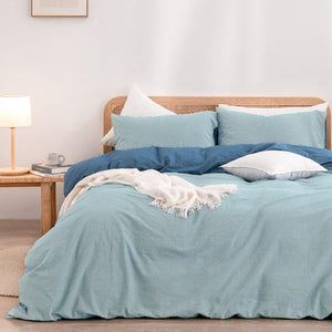 Light Blue 1.8m Bedding Set | Luxurious Soft Brushed Microfiber | 4-Piece | Duvet Cover 180*220cm | Fitted Sheet