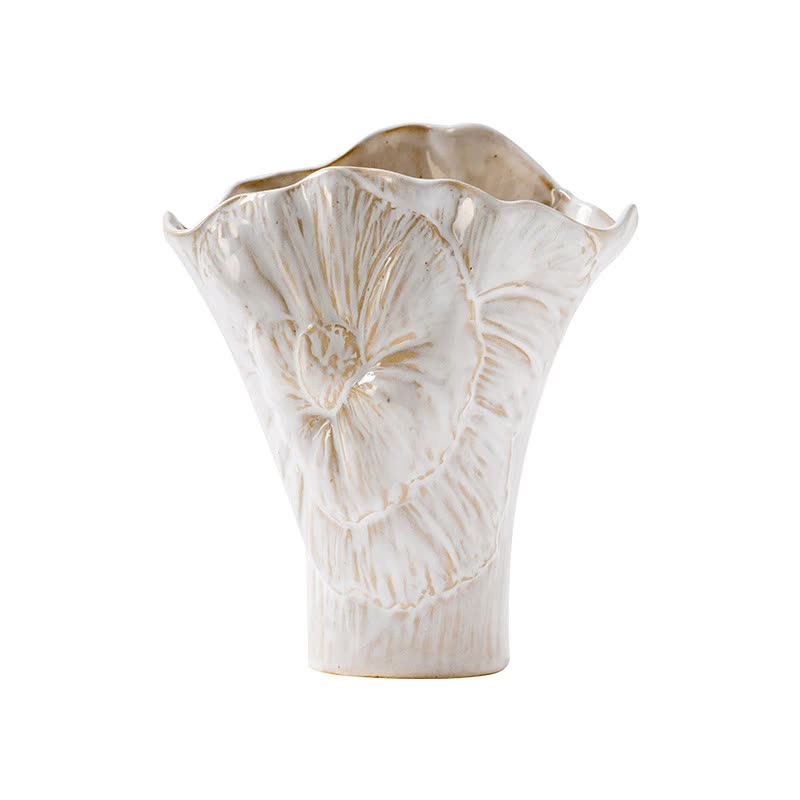 Vintage Ceramic Vase | Elegant Floral Detail | Home Decor | White
