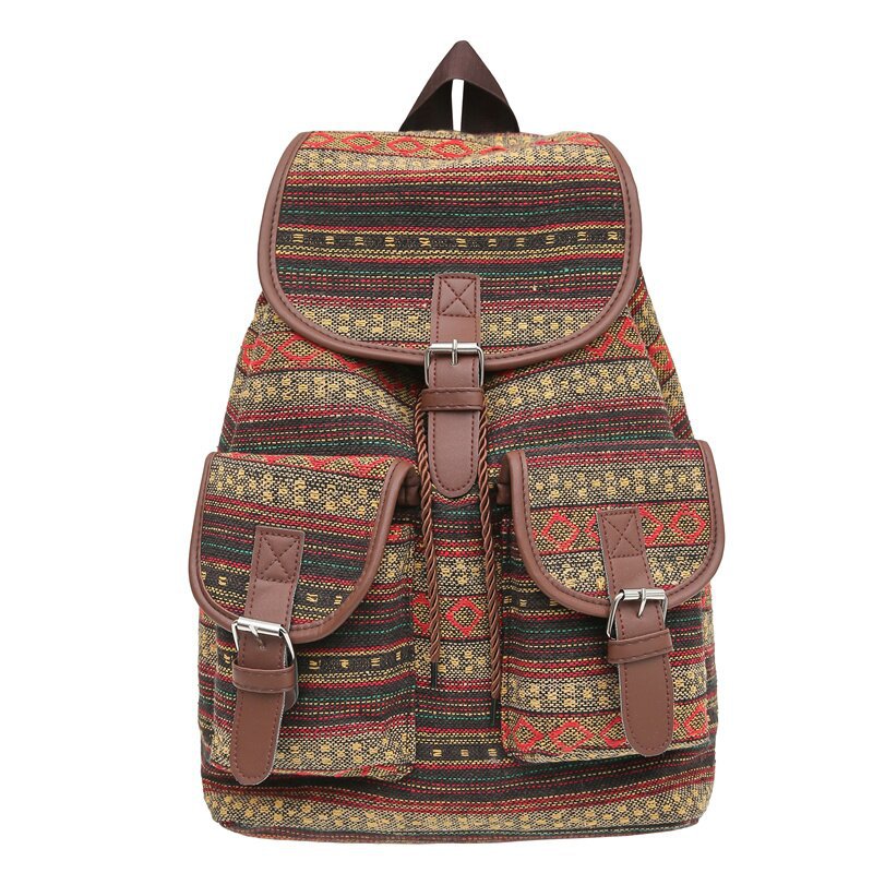 Ginger Stripes Boho Pattern Backpack | Stylish Casual Backpack for Everyday