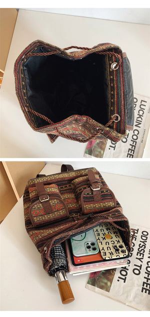 Ginger Stripes Boho Pattern Backpack | Stylish Casual Backpack for Everyday