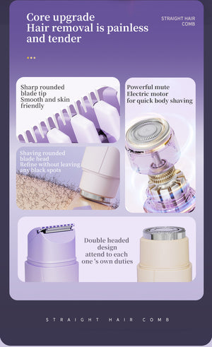 Gradient Pink Women's Multifunctional Electric Shaver | Type-C Rechargeable Hair Remover with Display