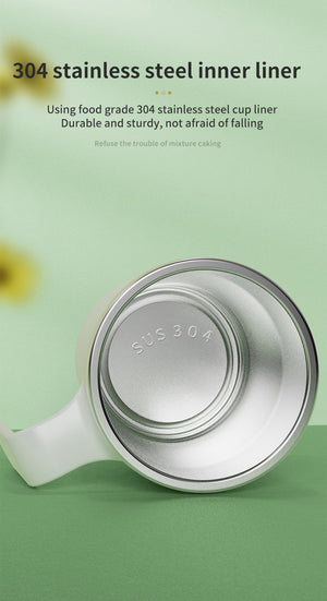 White Portable Automatic Mixing Coffee Cup | Stainless Steel Magnetic Stirrer | Handle Style