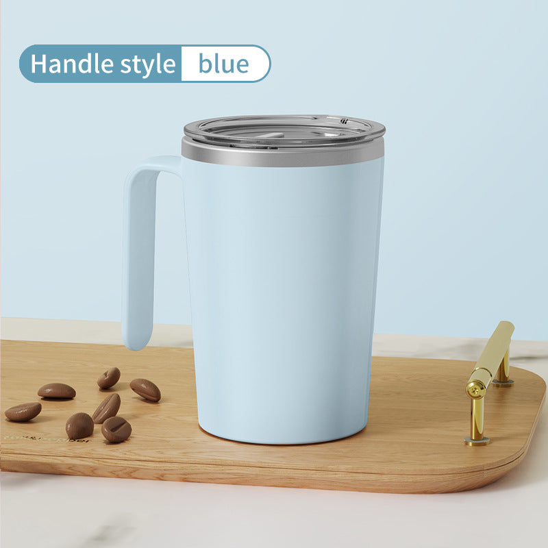 Blue Portable Automatic Mixing Coffee Cup | Stainless Steel Magnetic Stirrer | Handle Style