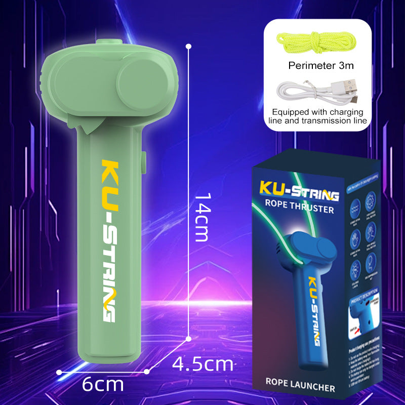 Green 3-Meter Glow-in-the-Dark Rope Launcher Toy | Fun Stress Relief | All Ages