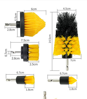 Electric Drill Brush Set | Multi-Purpose Cleaning Power | Sinks, Tiles & Car Wheels | (Drill Not Included)
