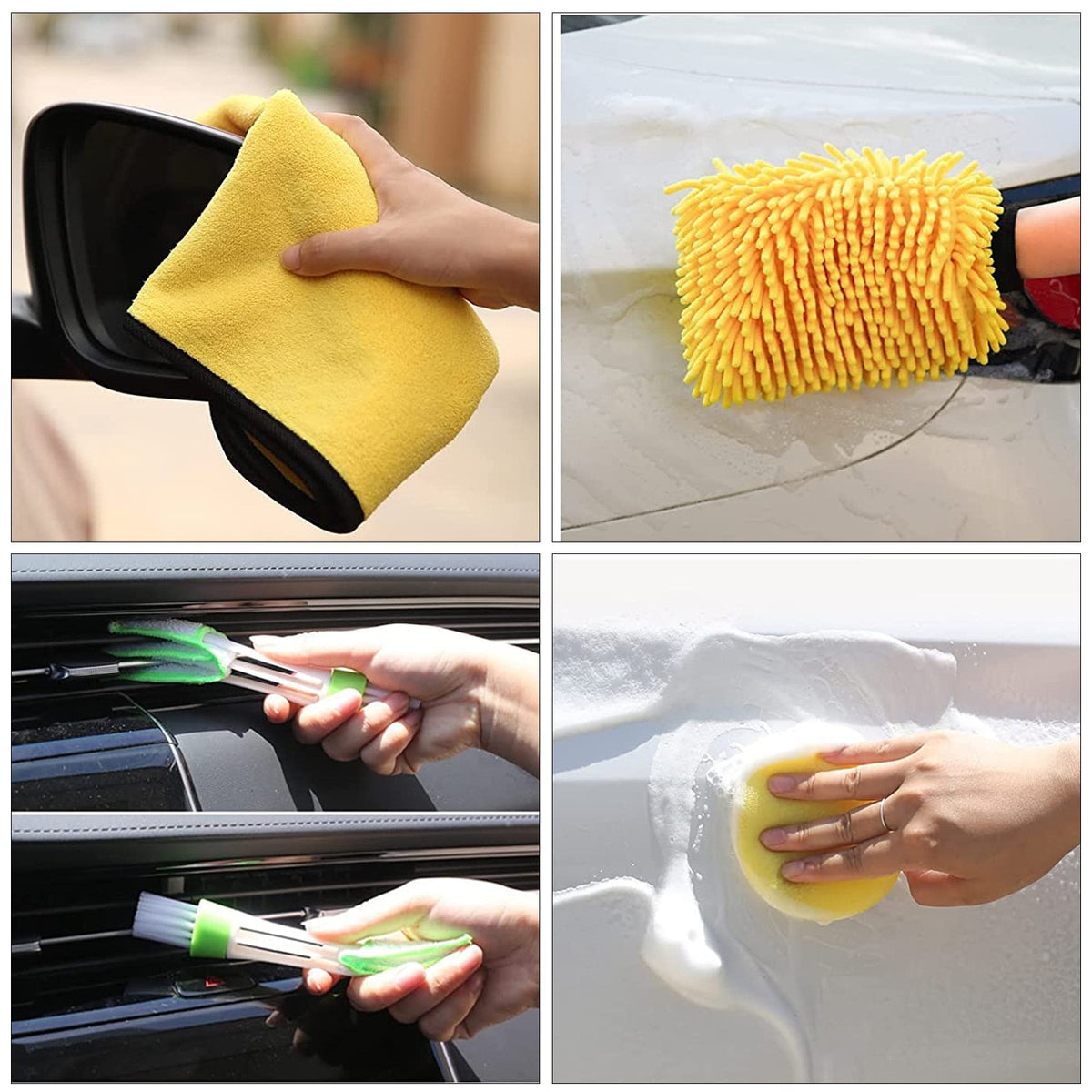 Car Cleaning Supplies Set | Complete Auto Detail Brush Kit | Interior, Exterior, Wheels & Tires | Power Scrubber Drill Brush (Drill Not Included)
