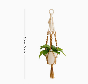 Plant Hangers | 2PCS | Handwoven Cotton Rope | Wooden Rings | Hanging Planters